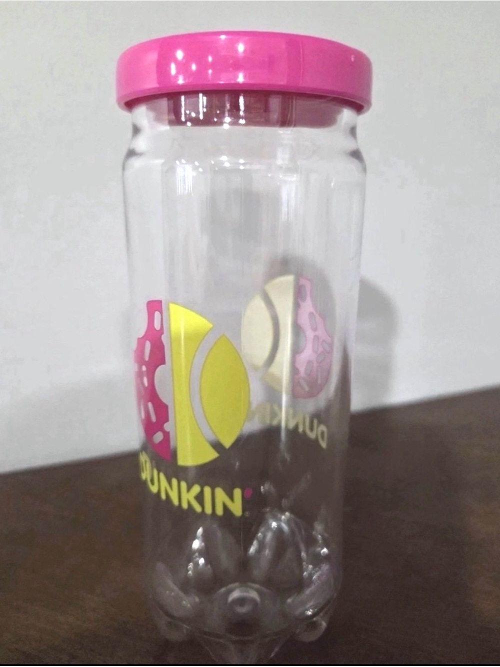 Dunkin Donuts Viral Pink Lid Clear Party Bottle - Pink